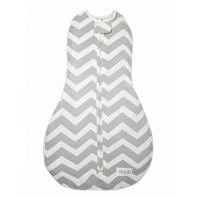 Woombie Grow with Me Baby Swaddle, Convertible Swaddle Fits Babies 0-9 Months, Expands to Wearable Blanket for Babies up to 18 Months, Sleepy Grey Chevron - Image 1